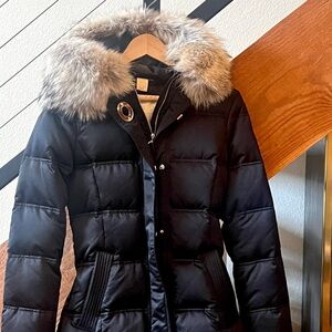 Coach Black Puffer Jacket with Fur Collar